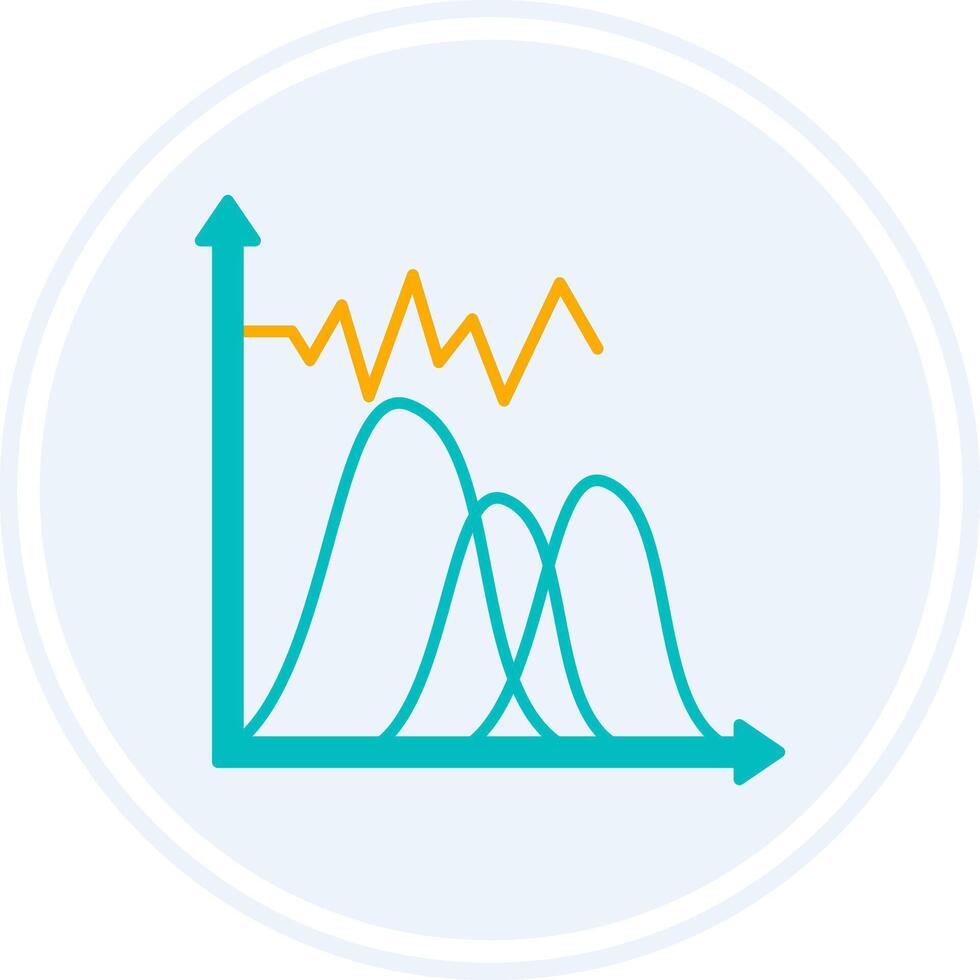 Wave Chart Glyph Two Colour Circle Icon vector