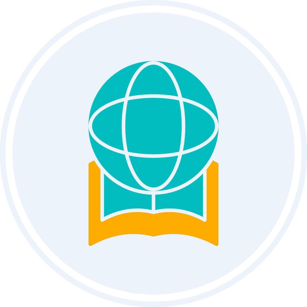 global educación glifo dos color circulo icono vector