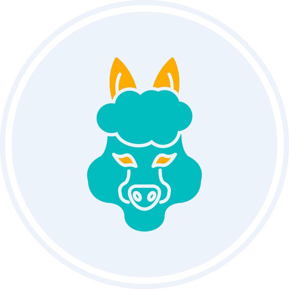 Alpaca Glyph Two Colour Circle Icon vector