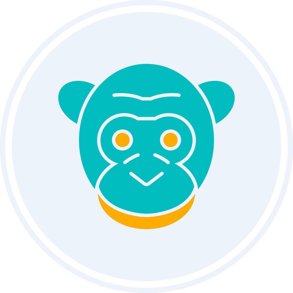 gorila glifo dos color circulo icono vector