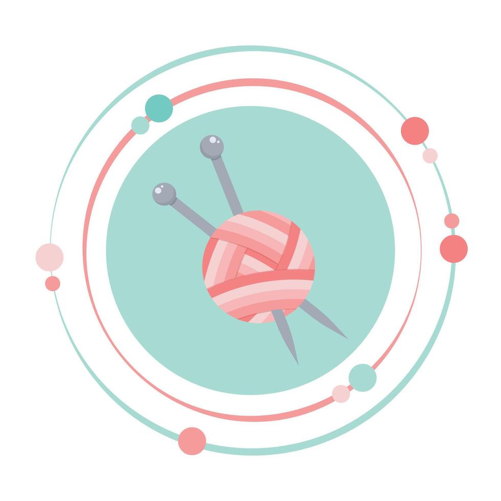 Ball of yarn with knitting needles graphic icon symbol vector