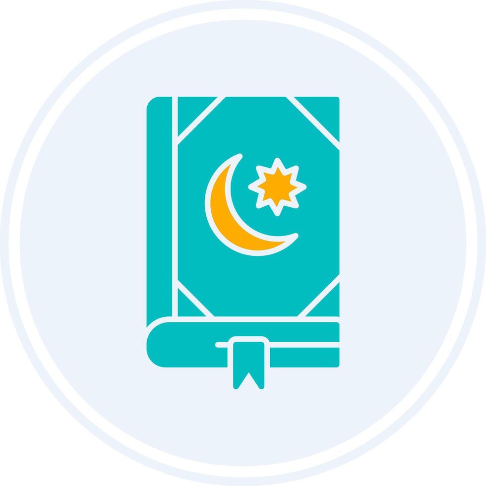 Quran Glyph Two Colour Circle Icon vector