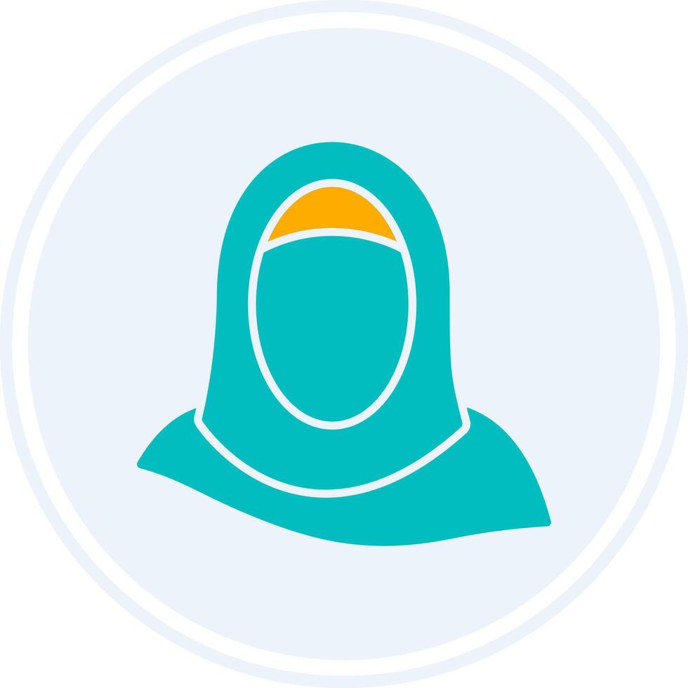 Hijab Glyph Two Colour Circle Icon vector