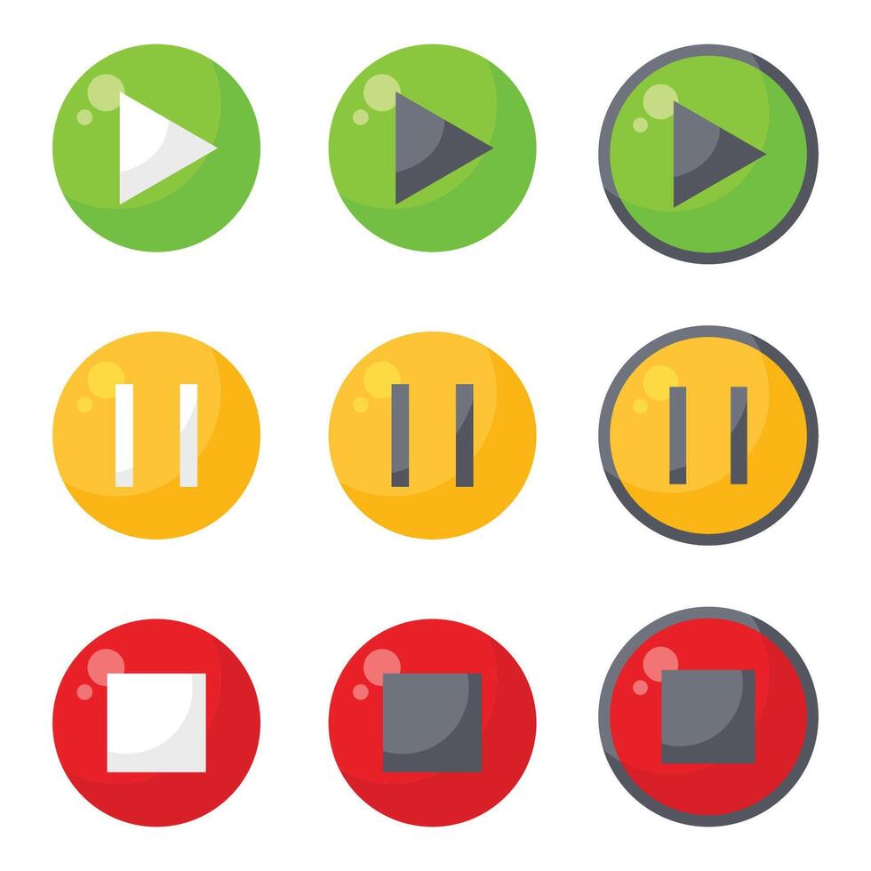Play, Start, Pause, Stop button set vector illustration graphics