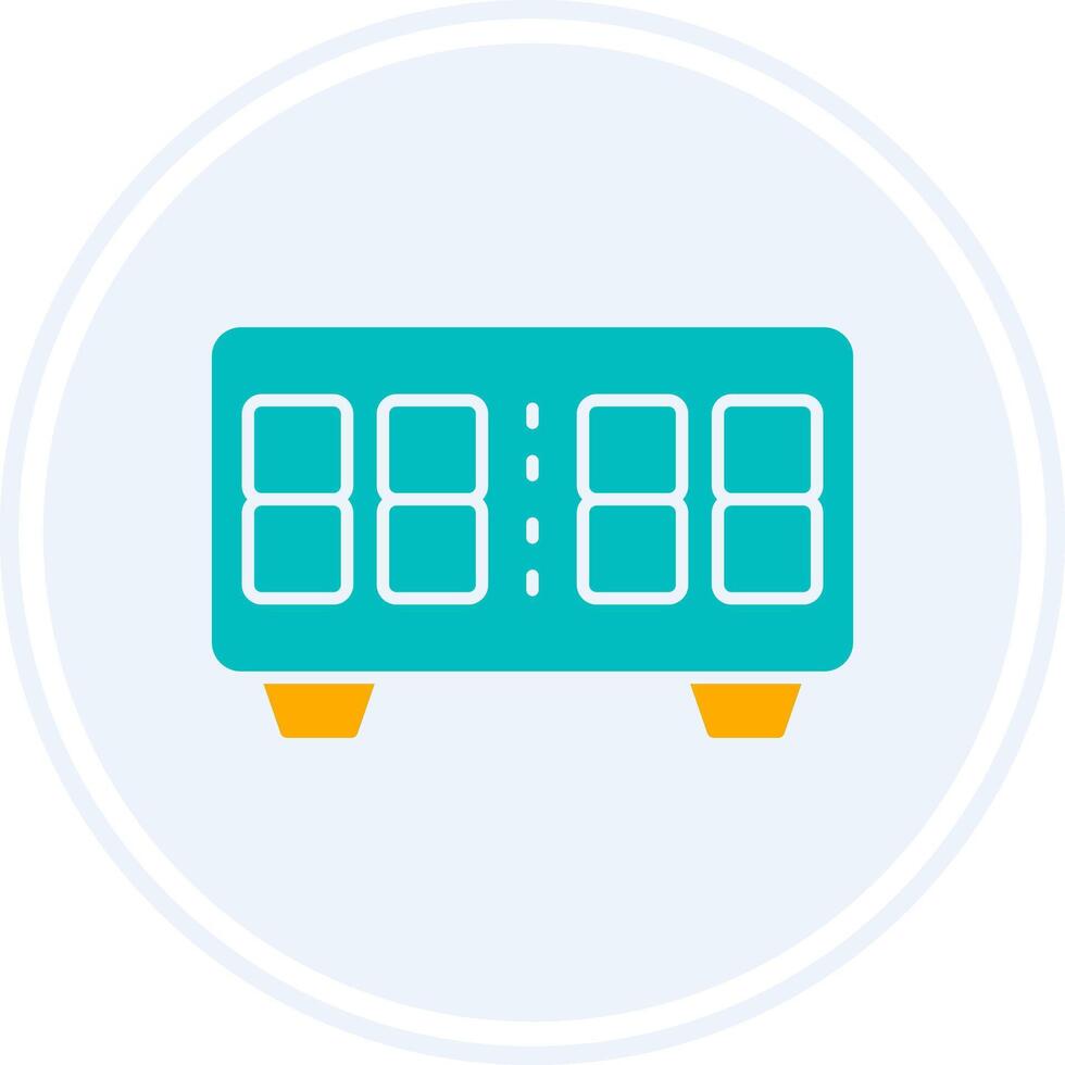 Digital Clock Glyph Two Colour Circle Icon vector