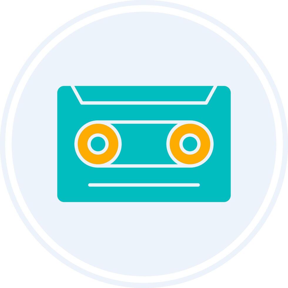 Cassette Glyph Two Colour Circle Icon vector