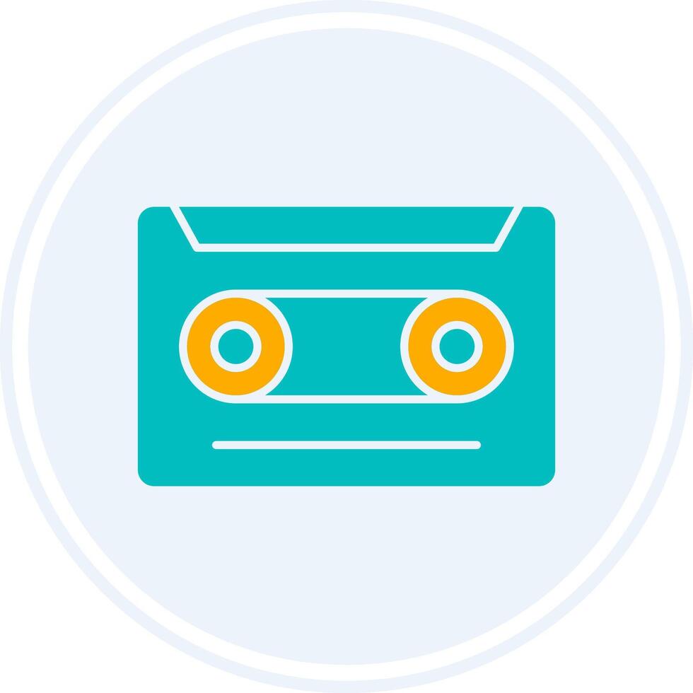 Cassette Glyph Two Colour Circle Icon vector