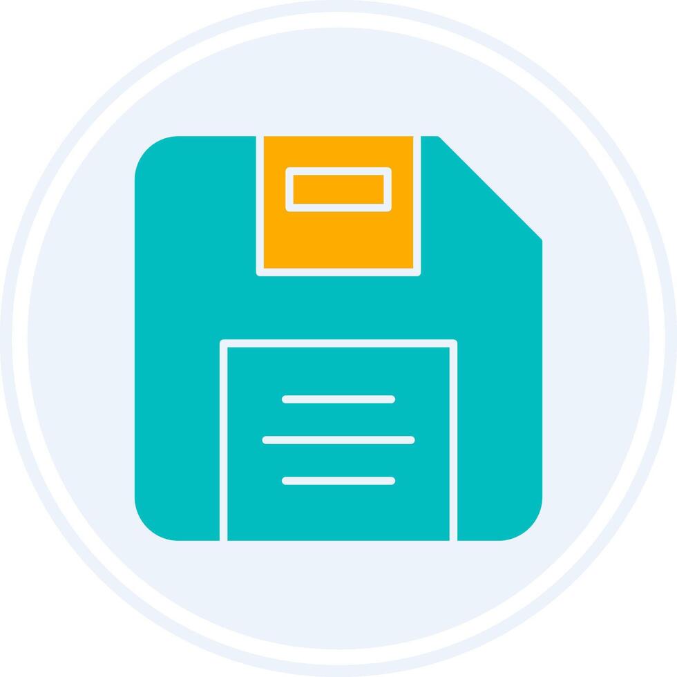 Diskette Glyph Two Colour Circle Icon vector