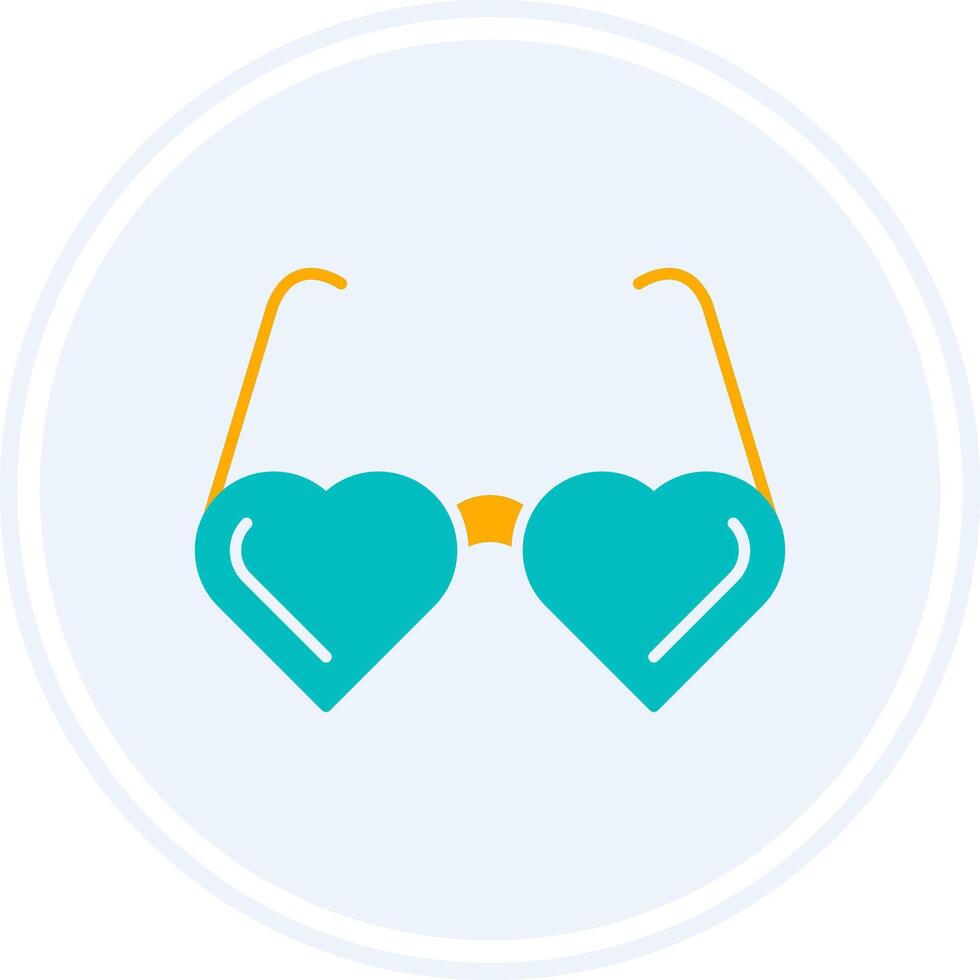 Heart Glasses Glyph Two Colour Circle Icon vector