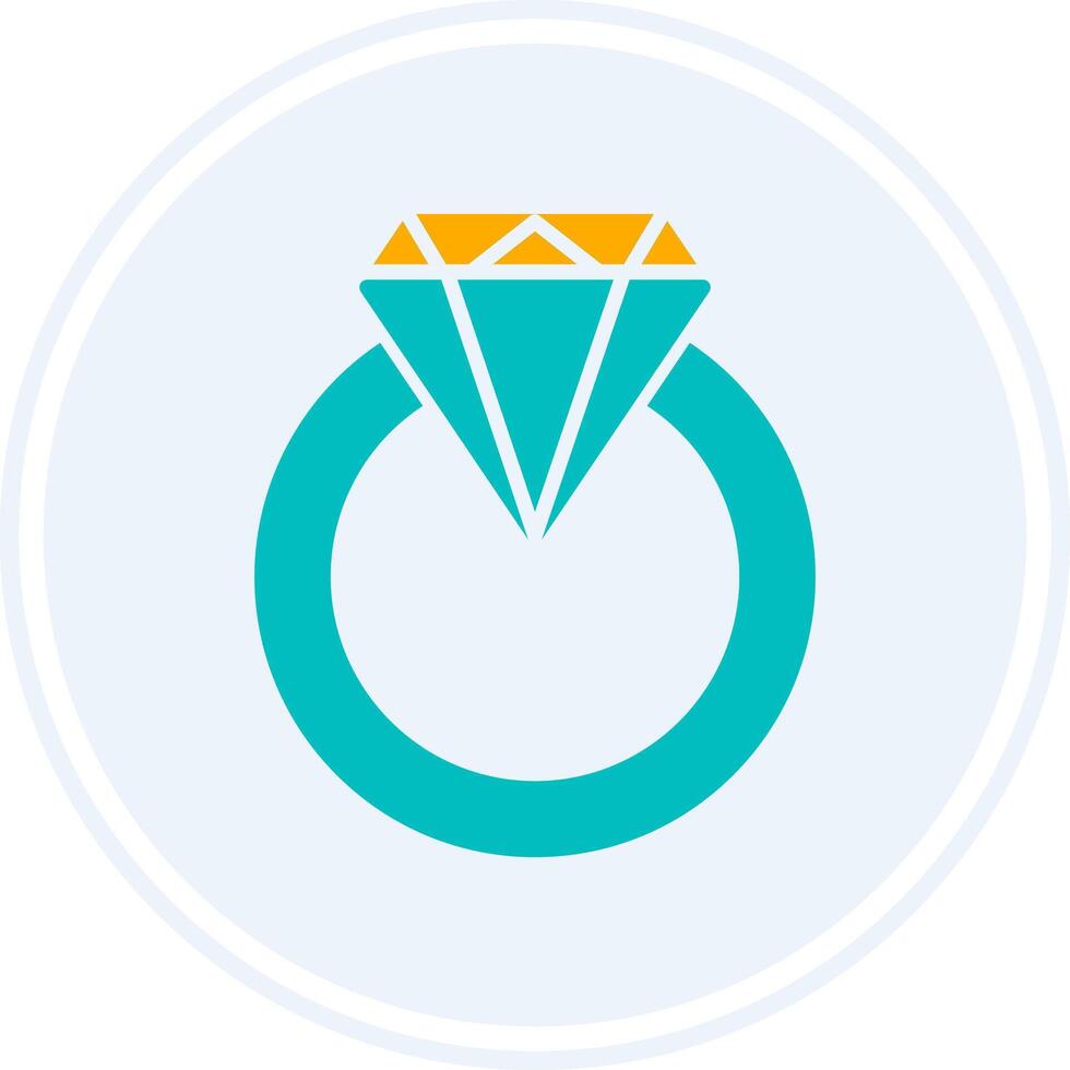 diamante anillo glifo dos color circulo icono vector