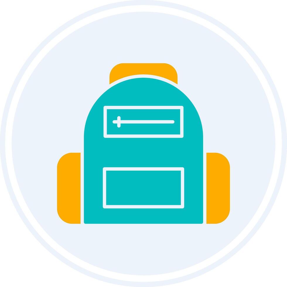 School Bag Glyph Two Colour Circle Icon vector