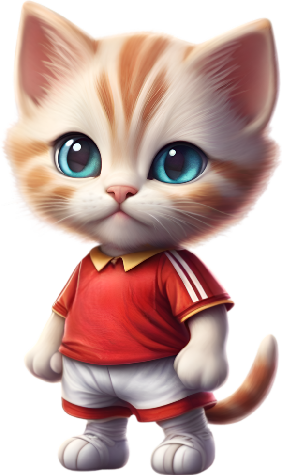 ai généré une mignonne chaton dans football uniforme png