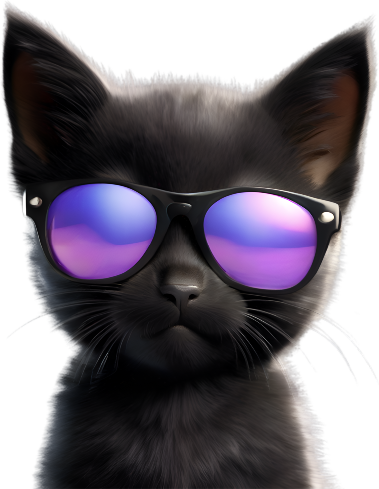 ai generado un linda negro gatito vistiendo lentes png