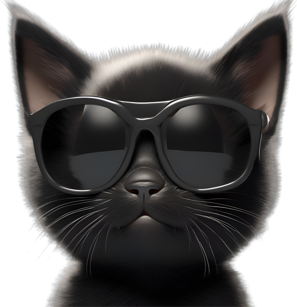 AI generated A Cute black kitten wearing glasses png