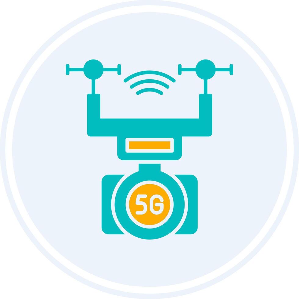 Smart Drone Glyph Two Colour Circle Icon vector