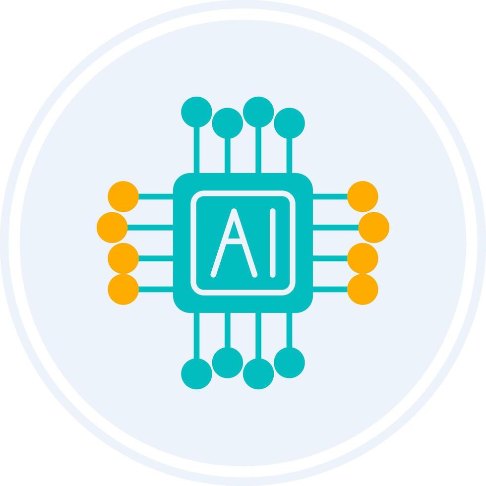 AI Glyph Two Colour Circle Icon vector