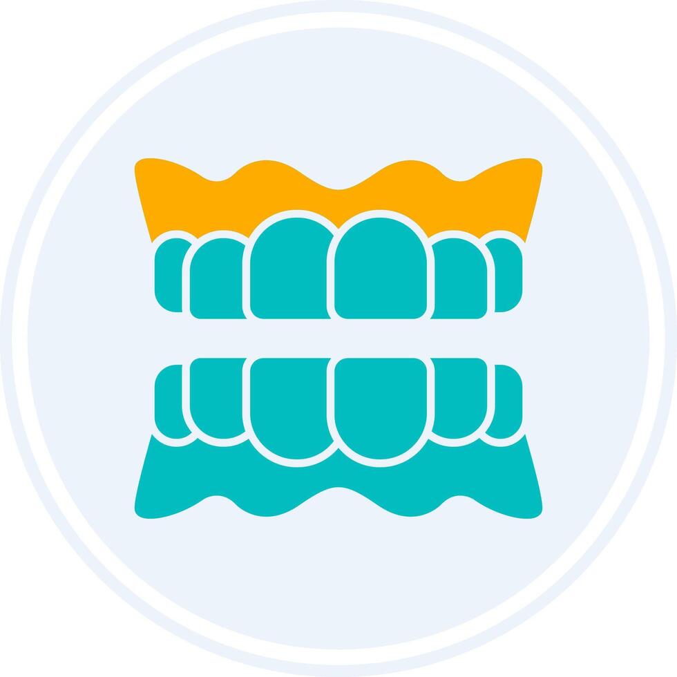 Denture Glyph Two Colour Circle Icon vector