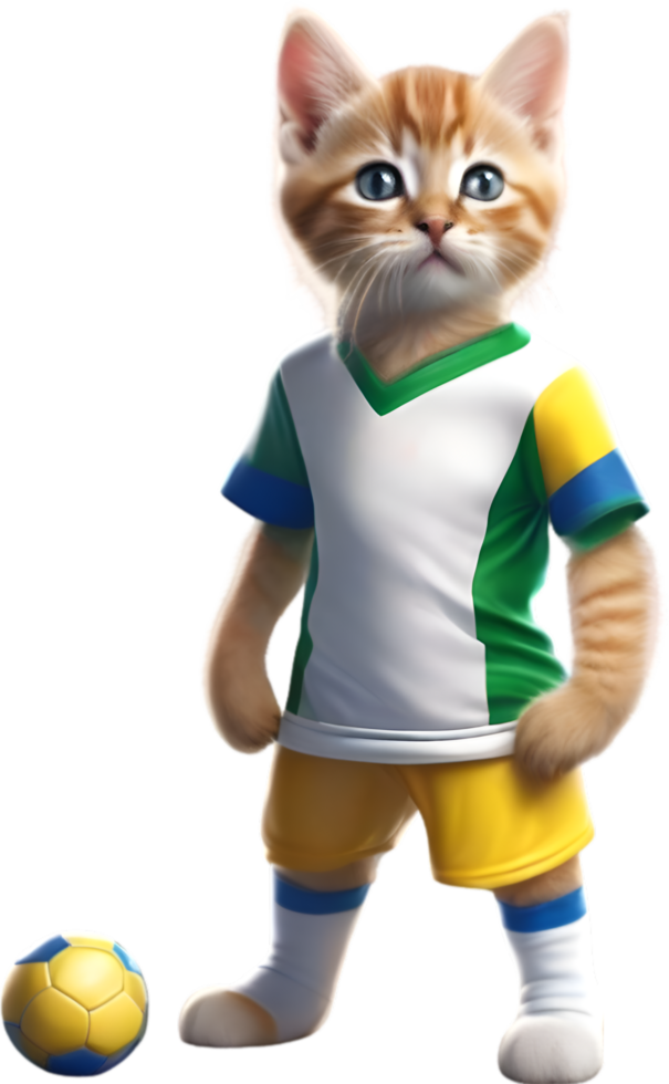 AI generated A cute kitten in soccer uniform png