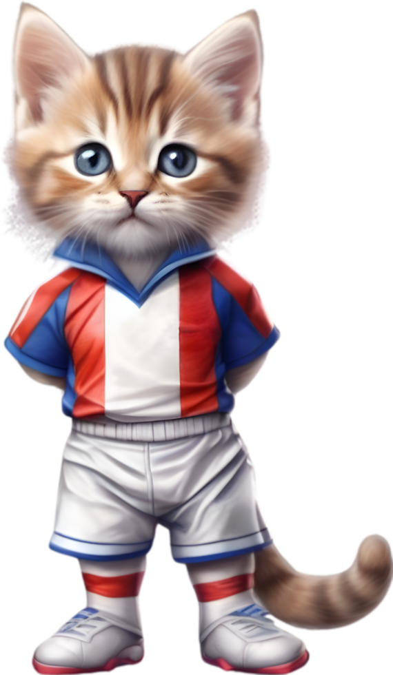 ai généré une mignonne chaton dans football uniforme png