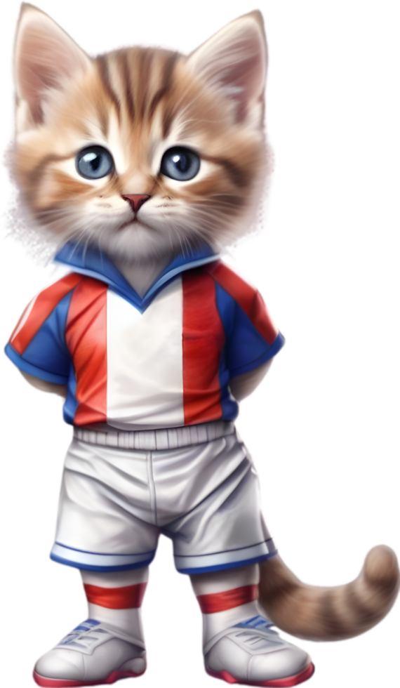 AI generated A cute kitten in soccer uniform png