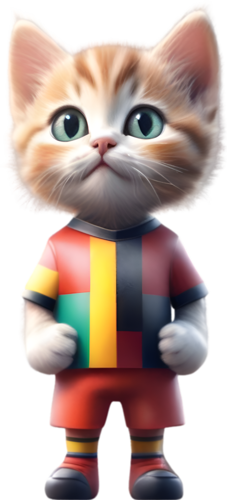 AI generated A cute kitten in soccer uniform png