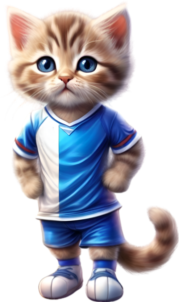 AI generated A cute kitten in soccer uniform png