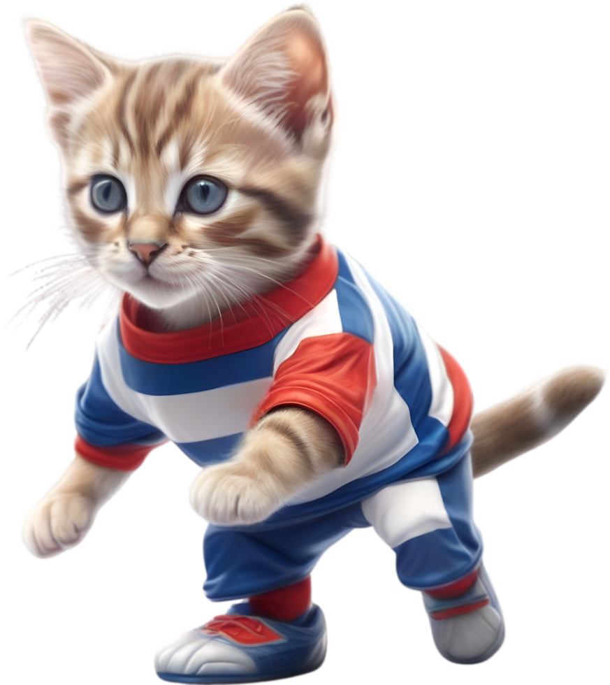 AI generated A cute kitten in soccer uniform png