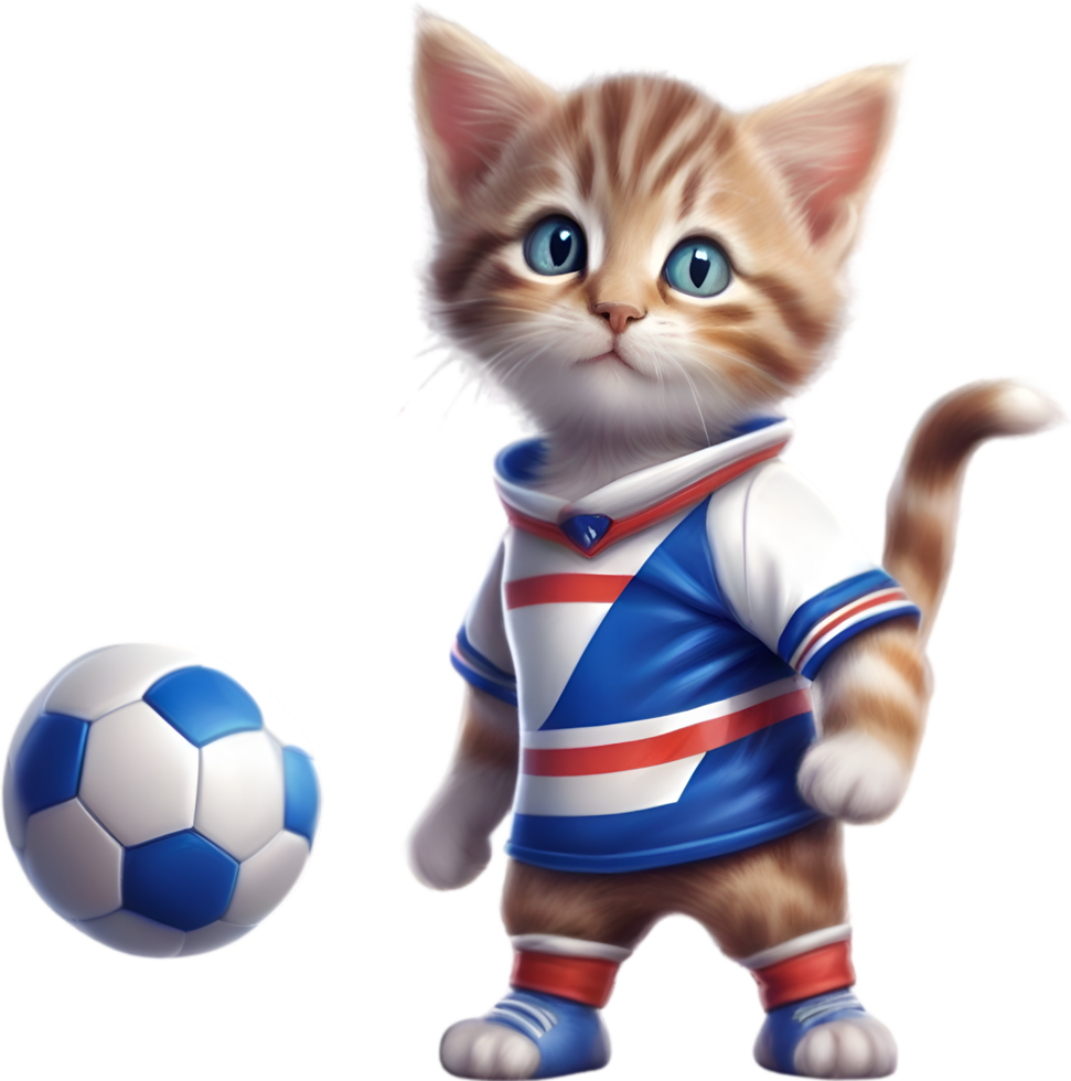 ai genererad en söt kattunge i fotboll enhetlig png