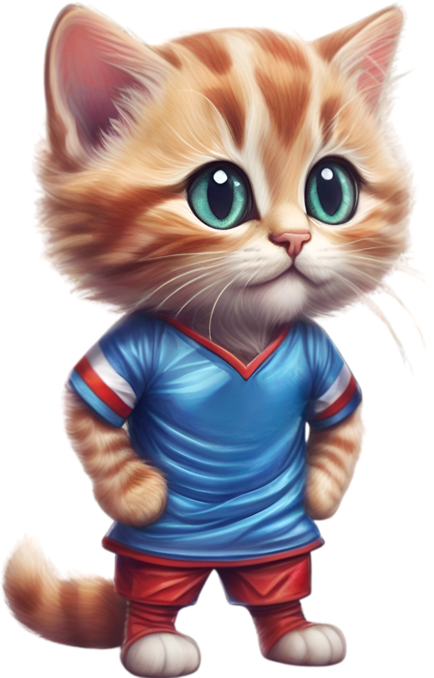 ai gerado uma fofa gatinho dentro futebol uniforme png