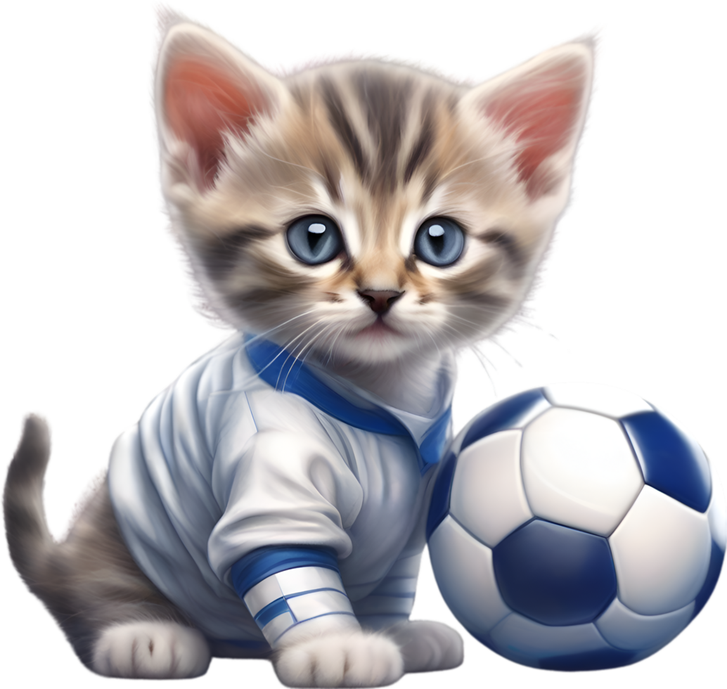 ai genererad en söt kattunge i fotboll enhetlig png