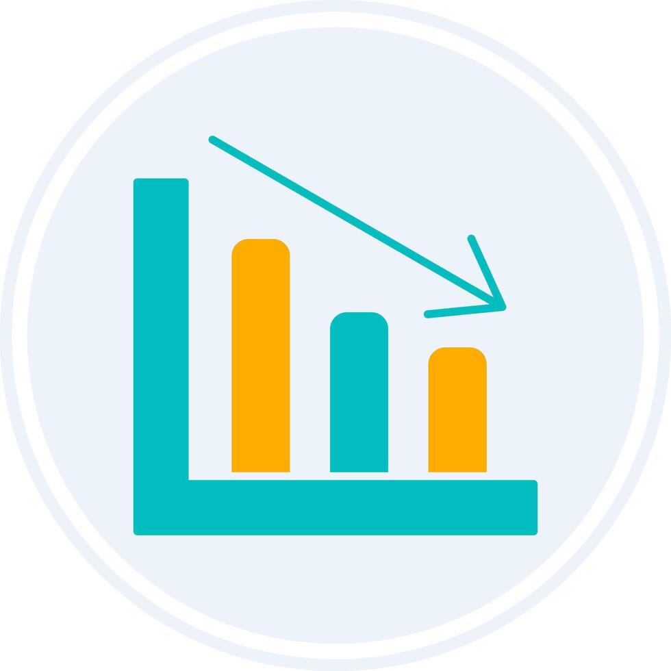 Line chart Glyph Two Colour Circle Icon vector