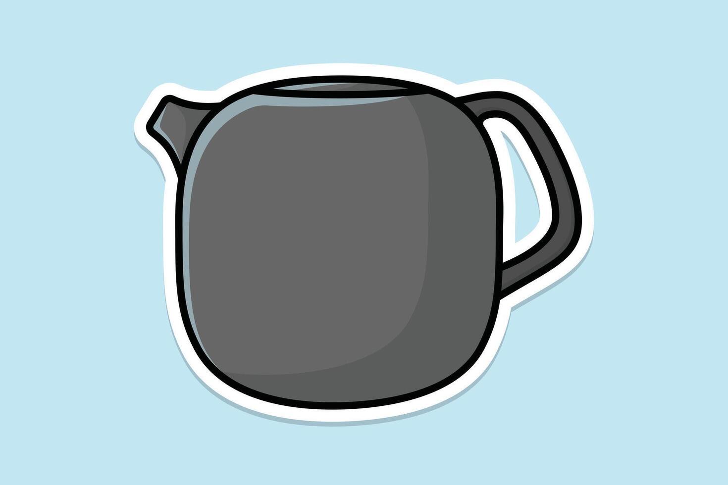 Round Shape Tea Kettle sticker design vector illustration. Kitchen interior object icon concept. Kitchen Kettle with closed lid sticker design with shadow.