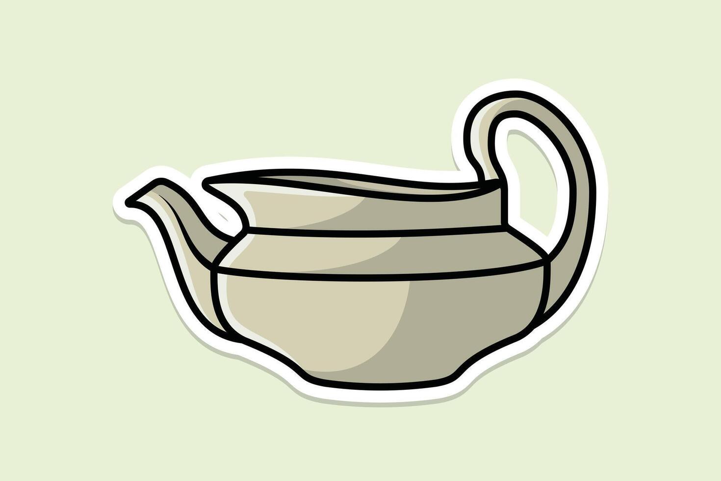 Unique Style Kettle sticker design vector illustration. Kitchen interior object icon concept. Kitchen Teapot with closed lid sticker design with shadow. Restaurant kettle icon logo.