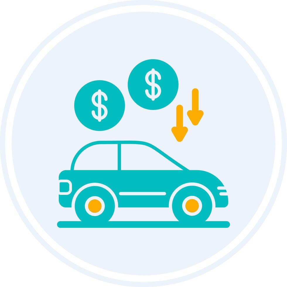 Car Loan Glyph Two Colour Circle Icon vector