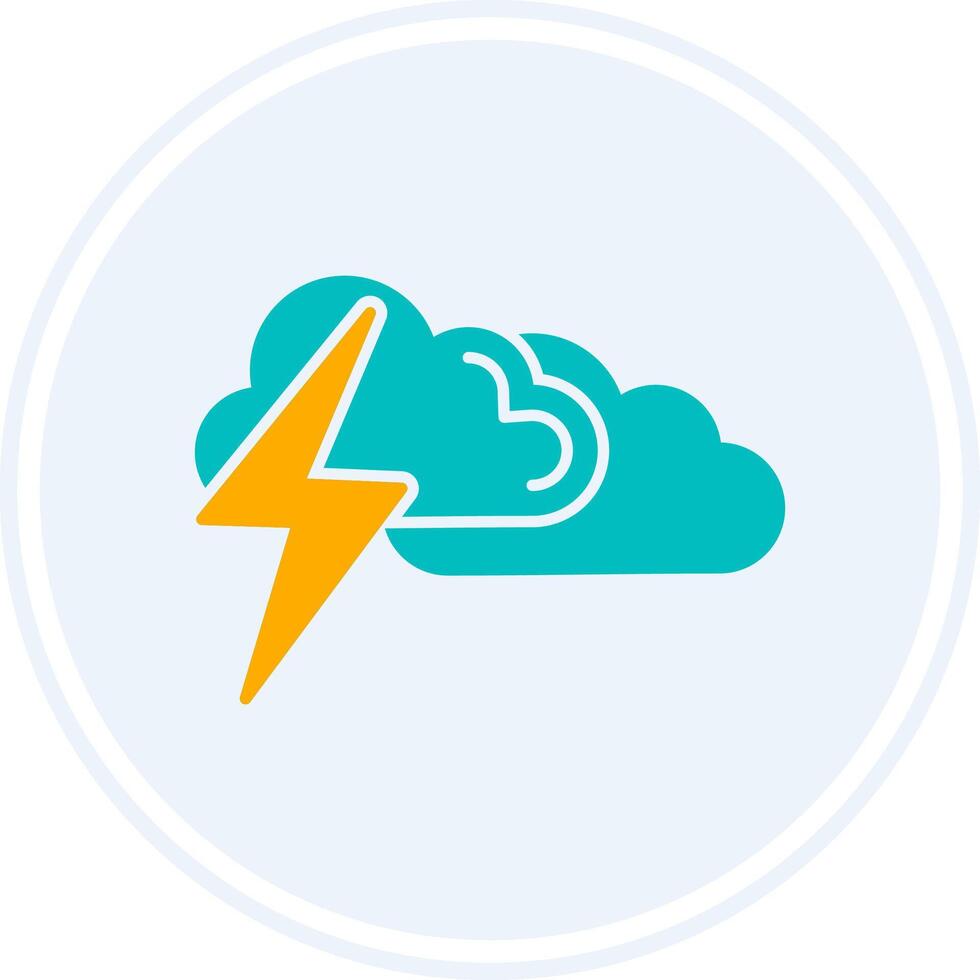 Thunder Glyph Two Colour Circle Icon vector