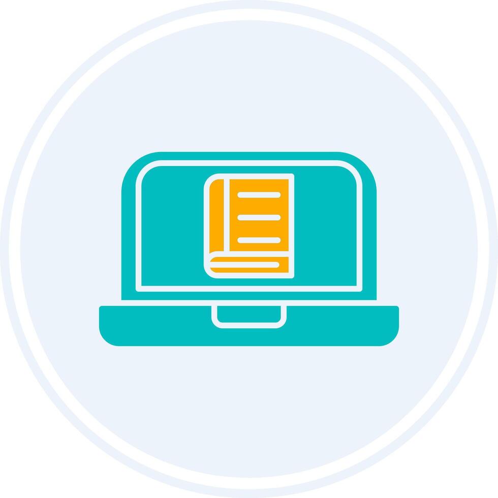 Online Learning Glyph Two Colour Circle Icon vector