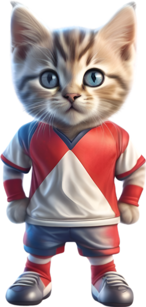 AI generated A cute kitten in soccer uniform png