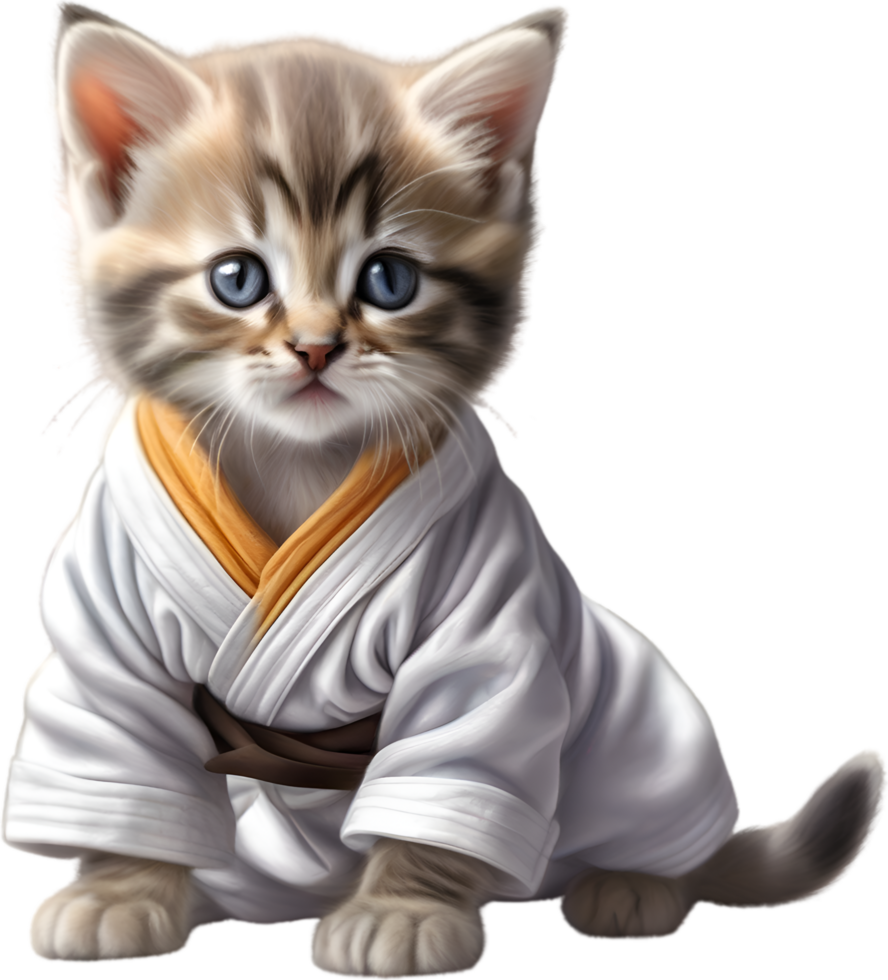 AI generated A cute kitten in a Judo uniform png