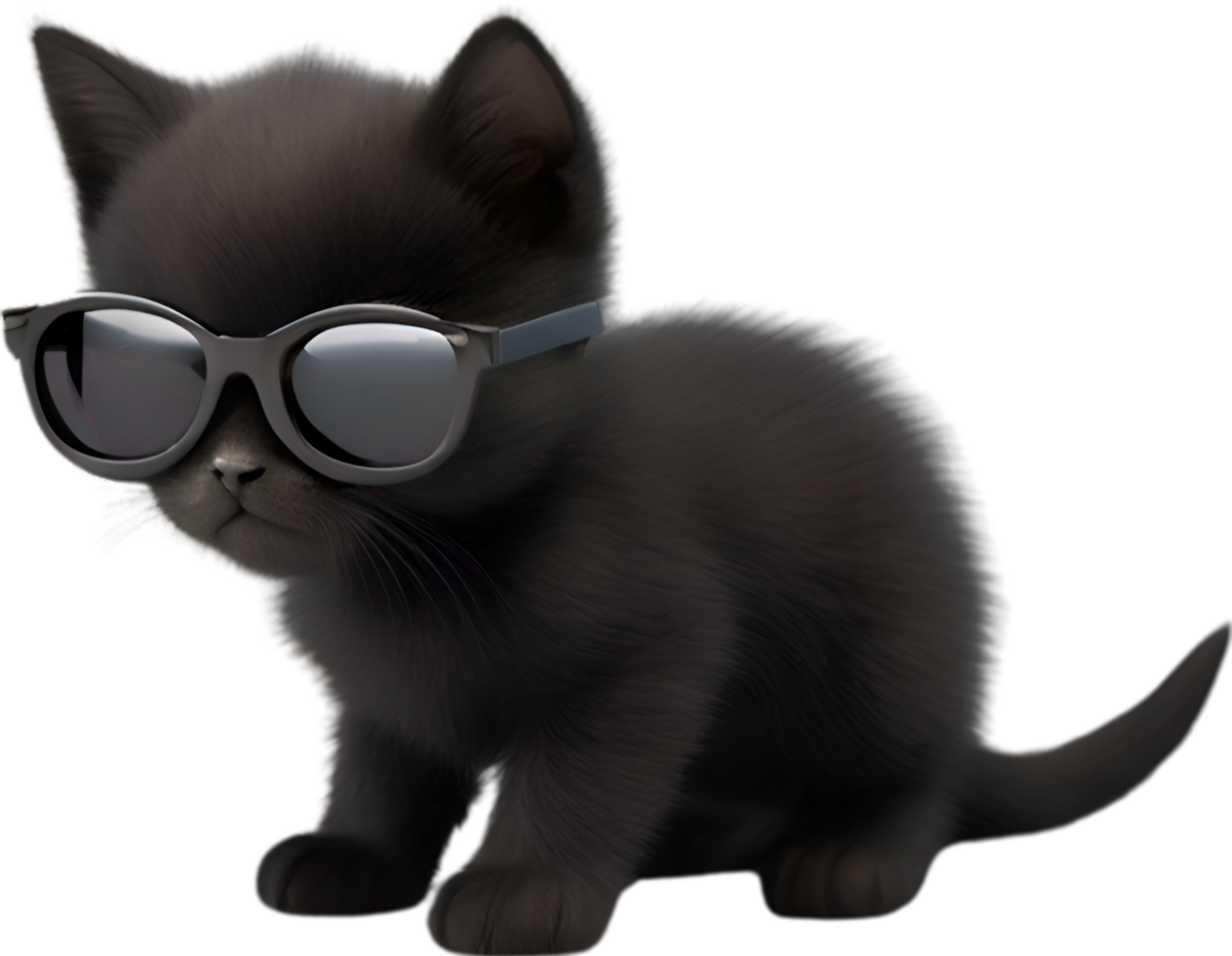 AI generated A Cute black kitten wearing glasses png