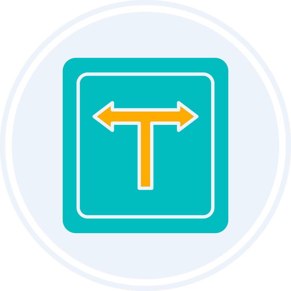 T Junction Glyph Two Colour Circle Icon vector