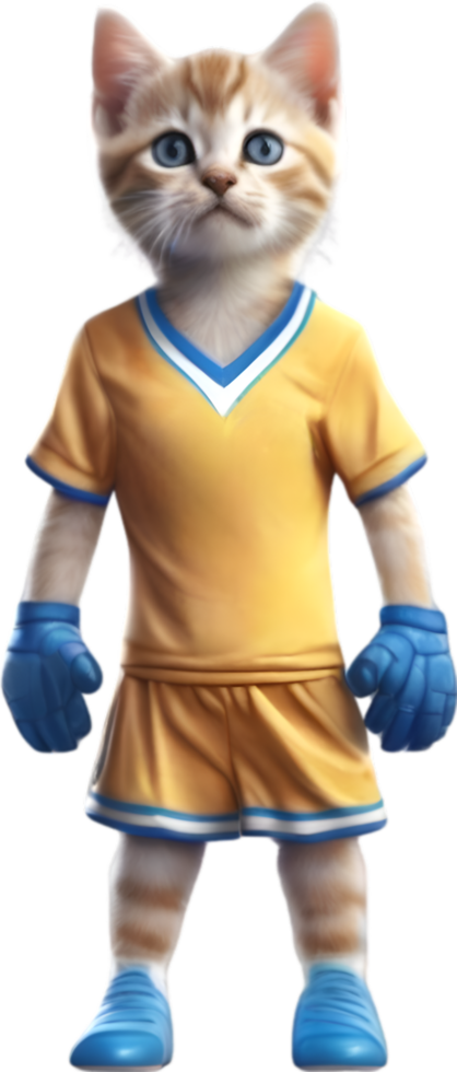 AI generated A cute kitten in soccer uniform png