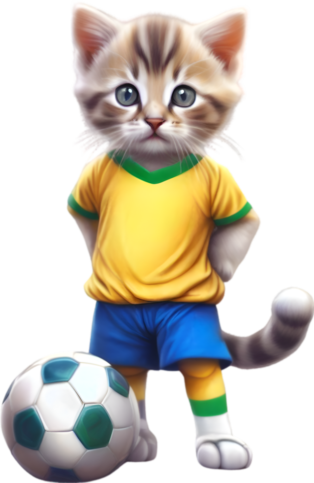 AI generated A cute kitten in soccer uniform png