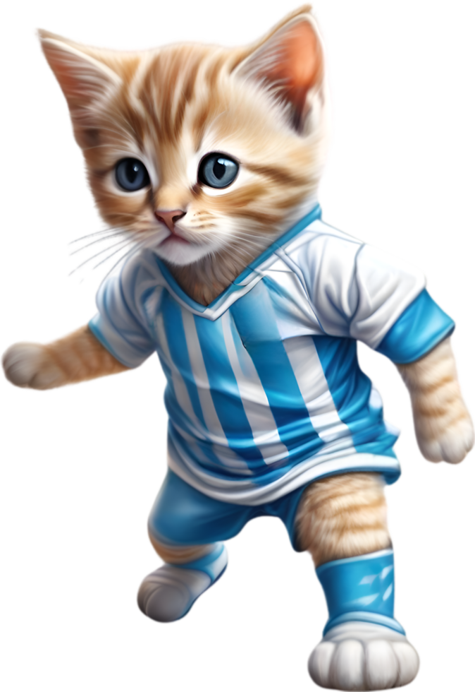 AI generated A cute kitten in soccer uniform png