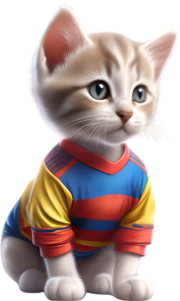 AI generated A cute kitten in soccer uniform png