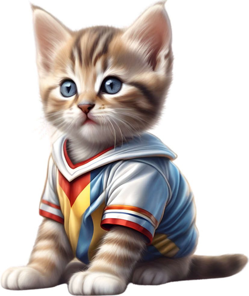 AI generated A cute kitten in soccer uniform png