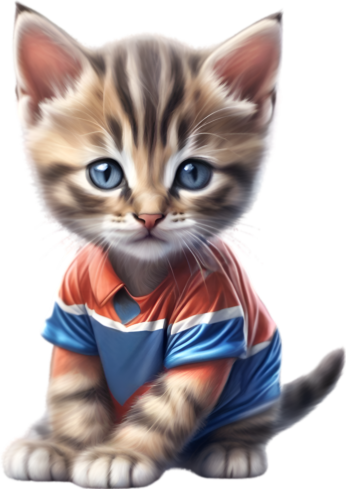 AI generated A cute kitten in soccer uniform png