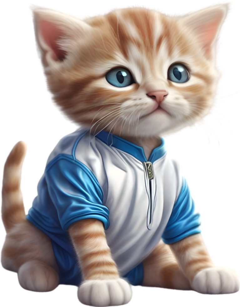 AI generated A cute kitten in soccer uniform png