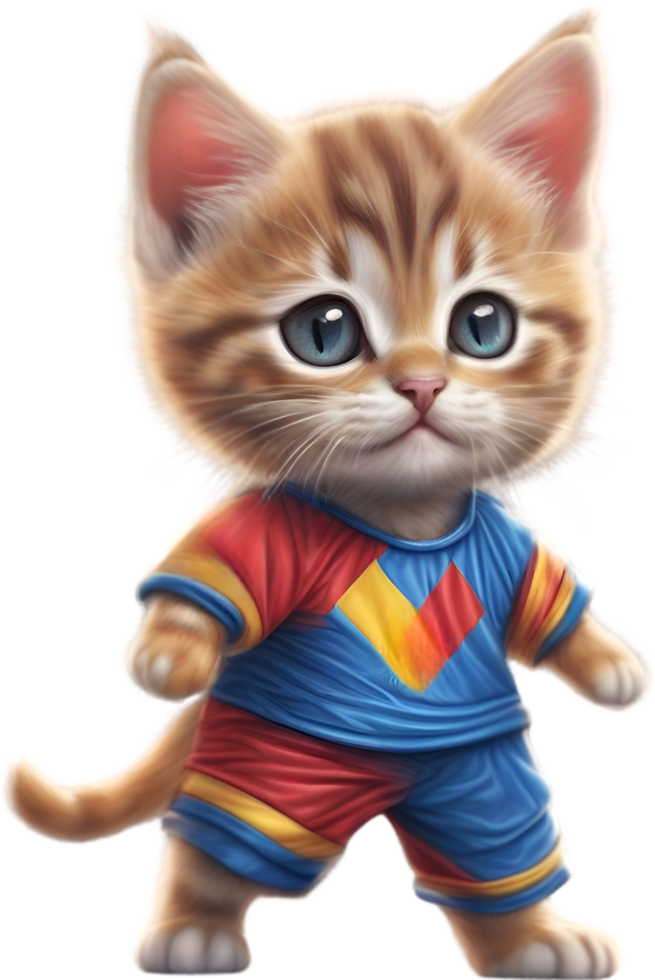 AI generated A cute kitten in soccer uniform png