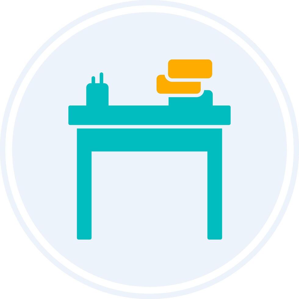 School Desk Glyph Two Colour Circle Icon vector