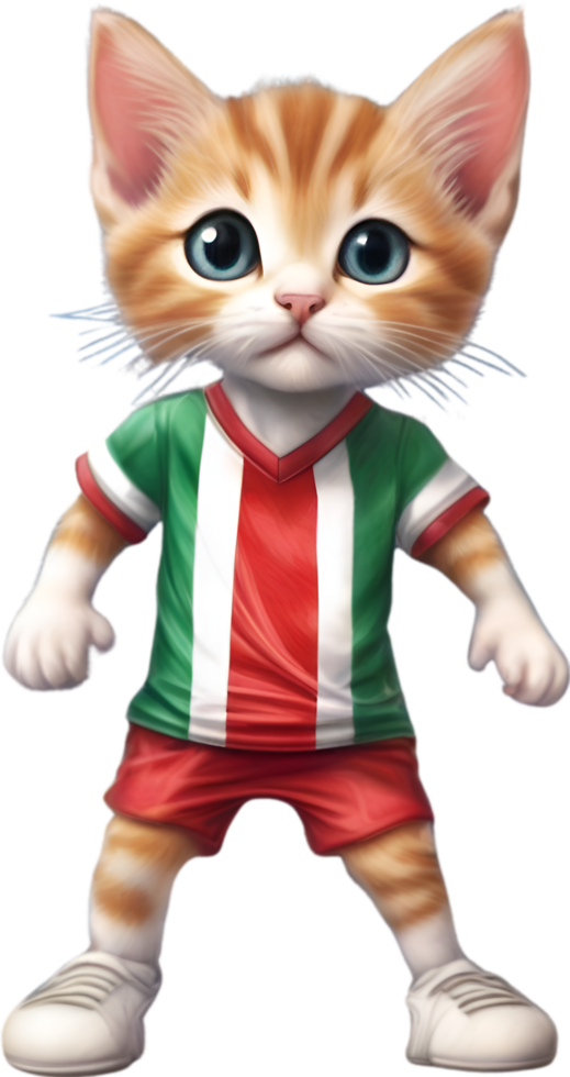 AI generated A cute kitten in soccer uniform png